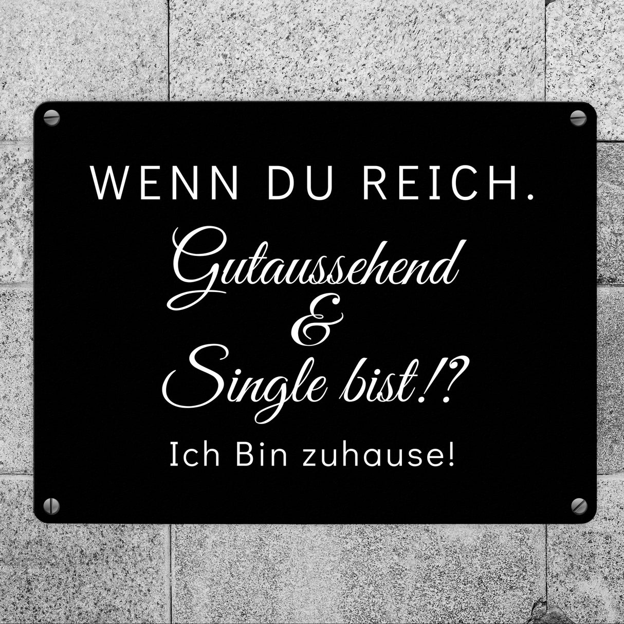 Wenn du reich, gutaussehend und Single bist Metallschild in 15x20 cm