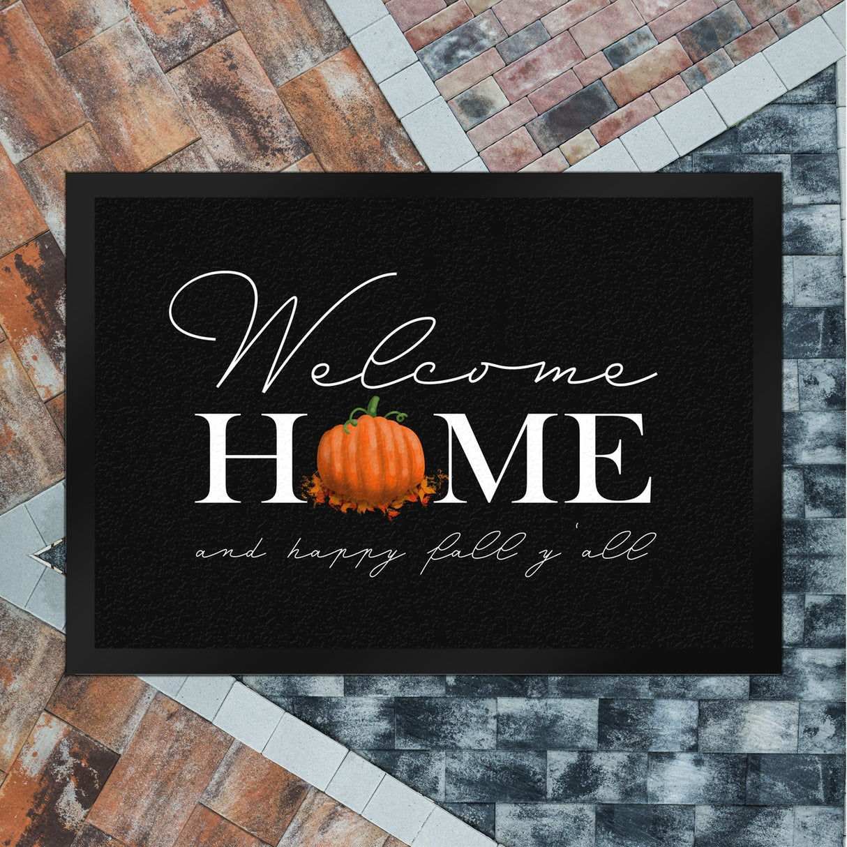 Welcome home Kürbis Fußmatte in 35x50 cm mit Spruch - and happy fall y'all
