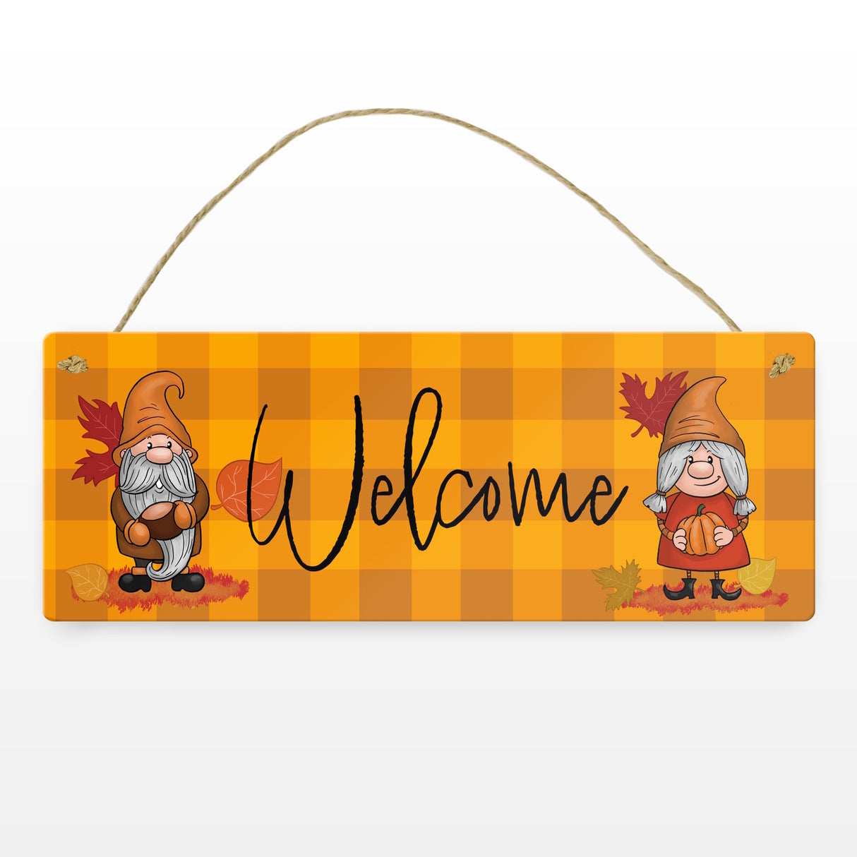 Welcome Wichtel Metallschild in herbstlichen Farben