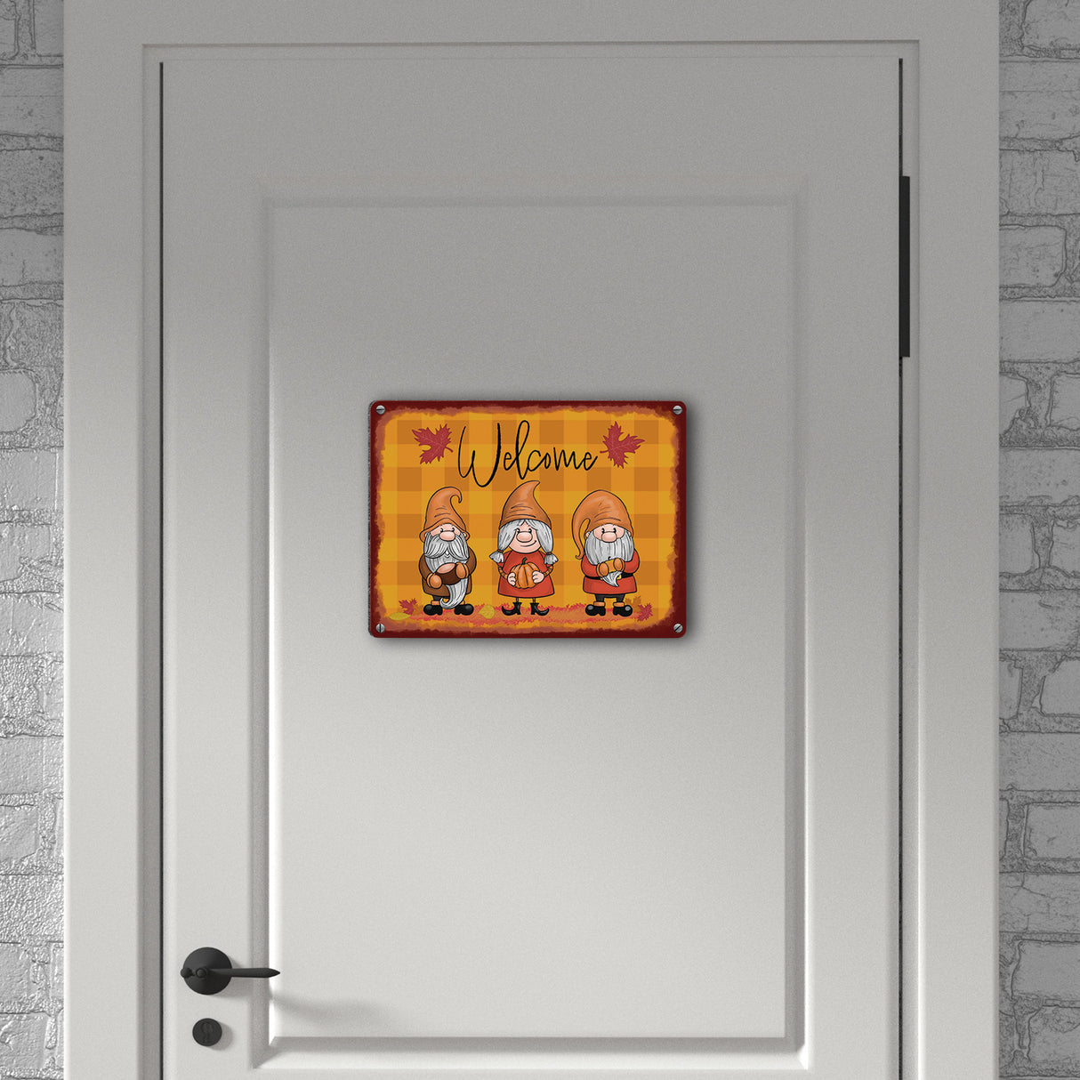 Welcome Wichtel Metallschild in 15x20 cm in herbstlichen Farben