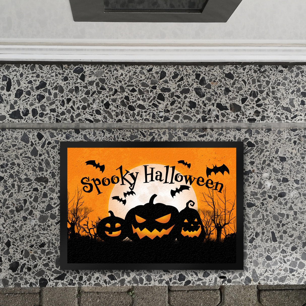 Spooky Halloween Kürbis Fledermaus Fußmatte in 35x50 cm