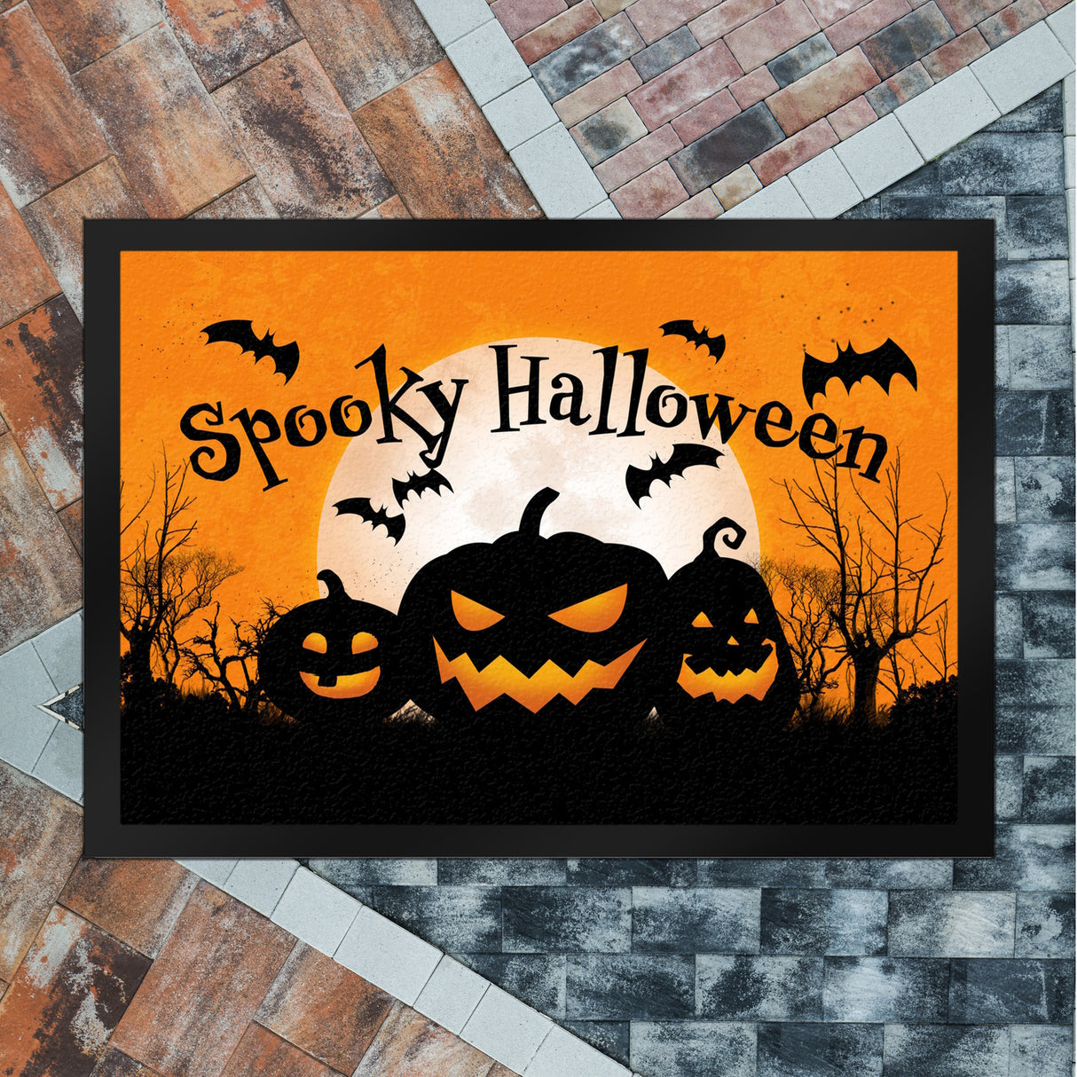 Spooky Halloween Kürbis Fledermaus Fußmatte in 35x50 cm