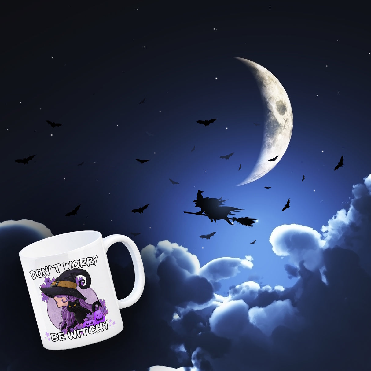 Hexen Kaffeebecher mit Spruch- Don't worry be witchy