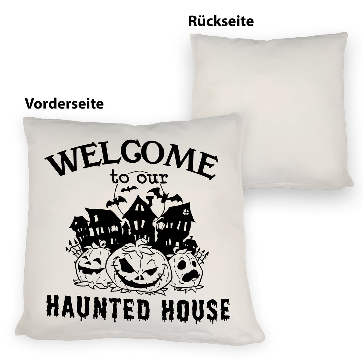 Geisterhaus Halloween Kissen mit Spruch - Welcome to our haunted house
