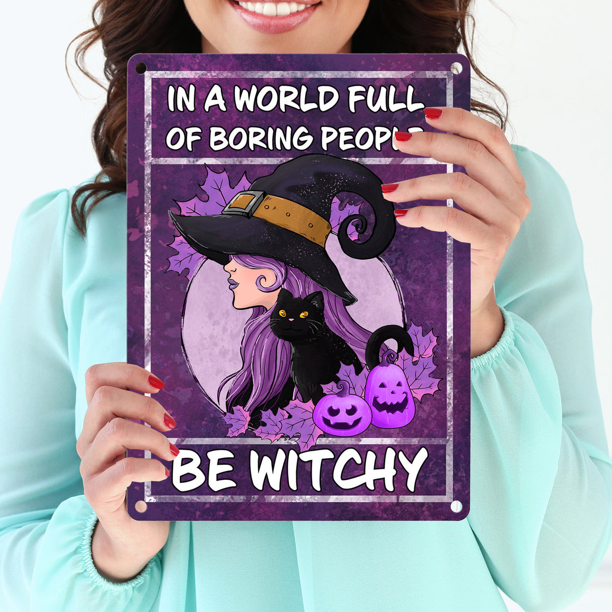 Hexen Metallschild in 15x20 cm mit Spruch- In this boring world be witchy
