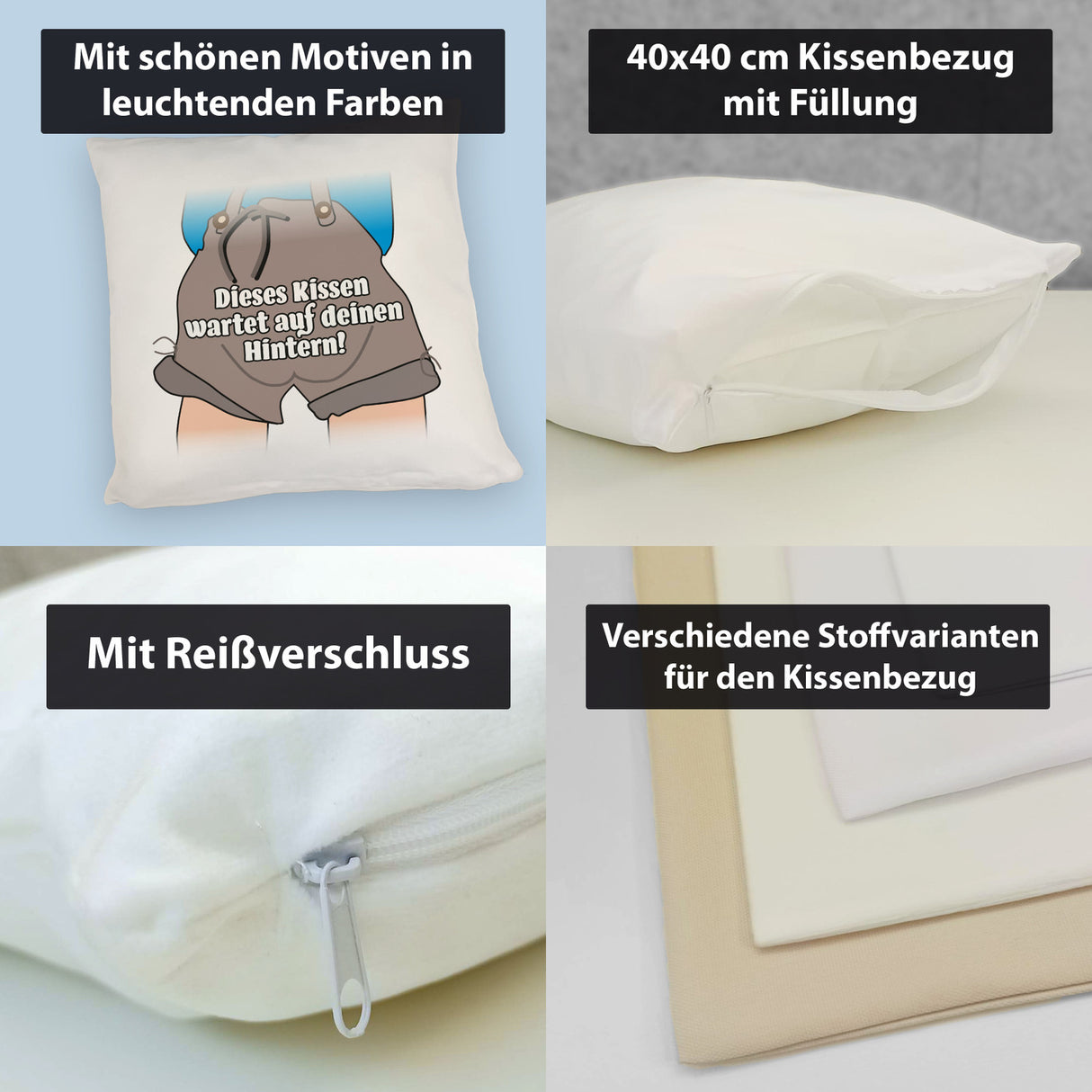 Ausruh Kissen mit lustigem Spruch Dieses Kissen wartet auf deinen Hintern