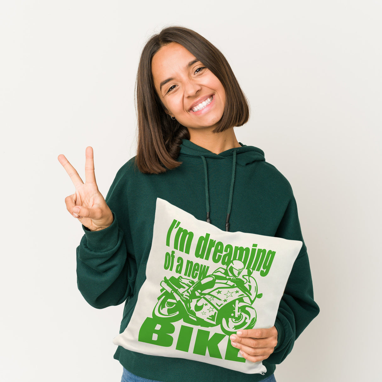 Biker Traum Kissen mit Motorrad und Spruch