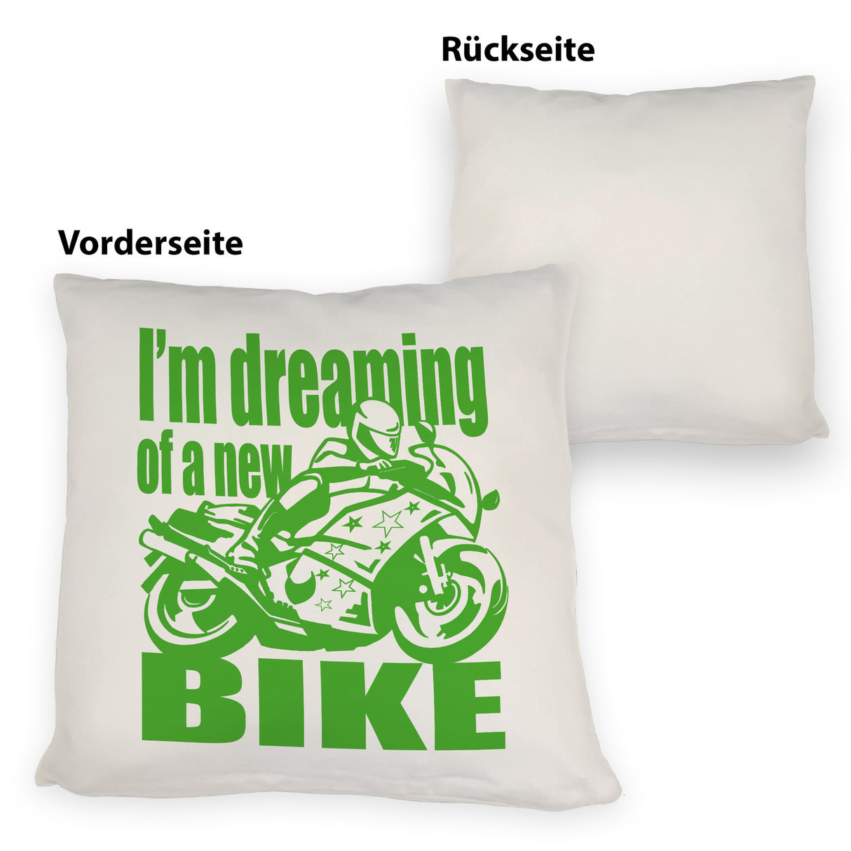Biker Traum Kissen mit Motorrad und Spruch