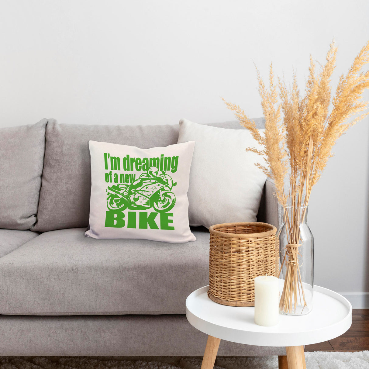 Biker Traum Kissen mit Motorrad und Spruch