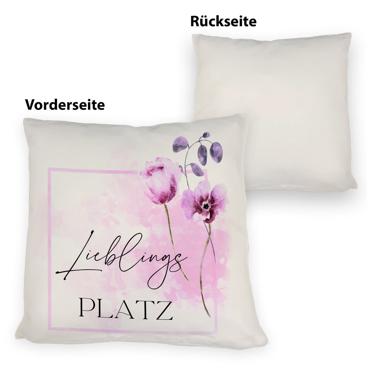 Lieblingsplatz Kissen mit Tulpen Motiv für Freunde zum Geburtstag