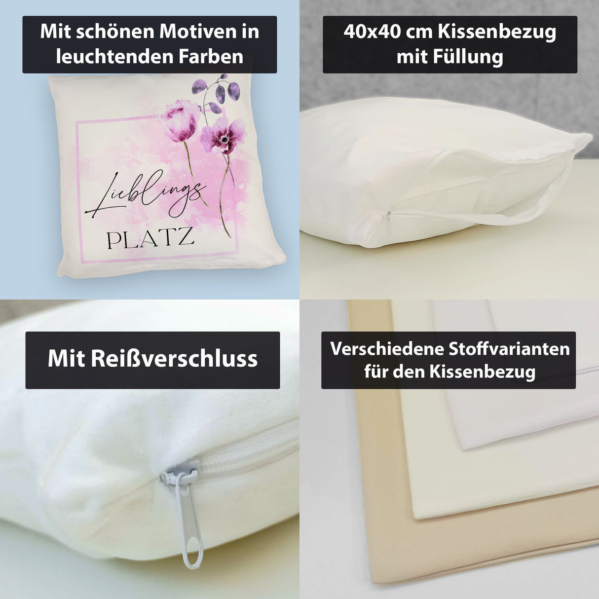 Lieblingsplatz Kissen mit Tulpen Motiv für Freunde zum Geburtstag