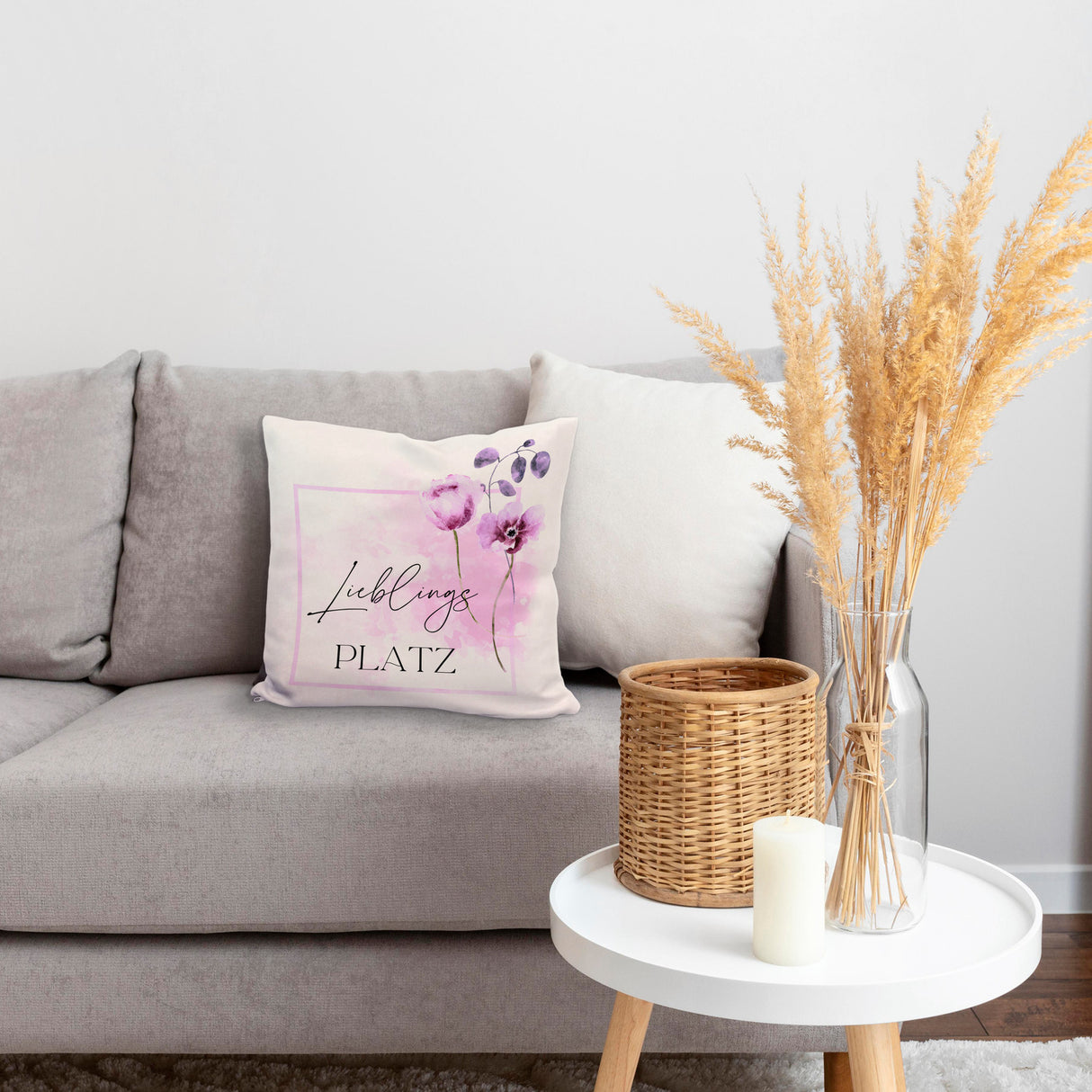 Lieblingsplatz Kissen mit Tulpen Motiv für Freunde zum Geburtstag