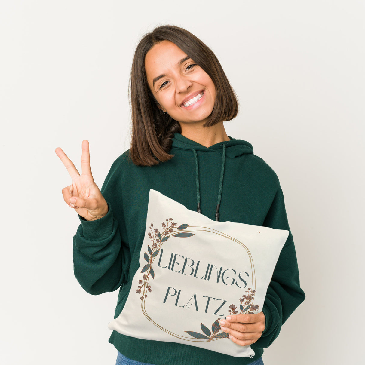 Lieblingsplatz Kissen mit Blumen Motiv für Freunde zum Geburtstag