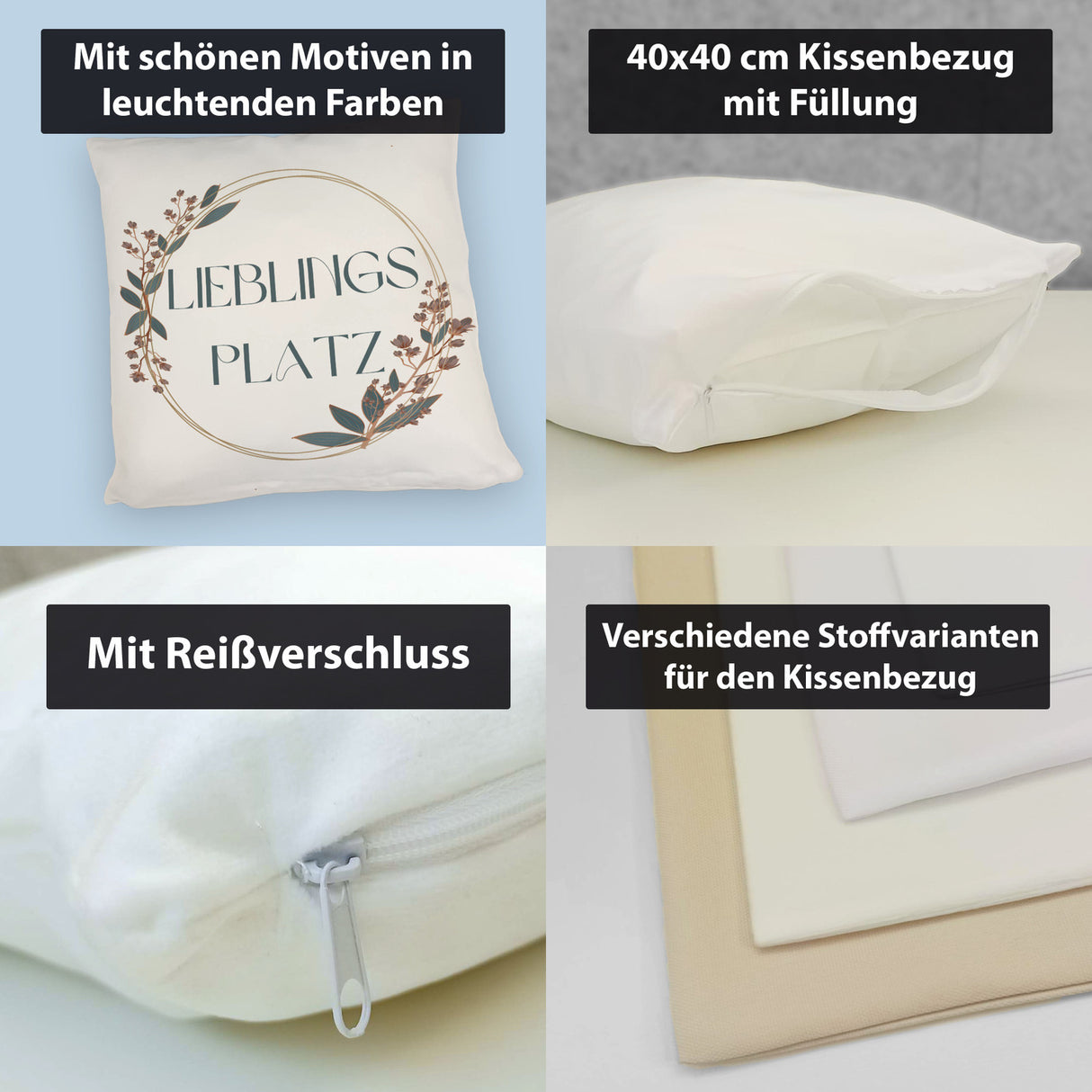 Lieblingsplatz Kissen mit Blumen Motiv für Freunde zum Geburtstag