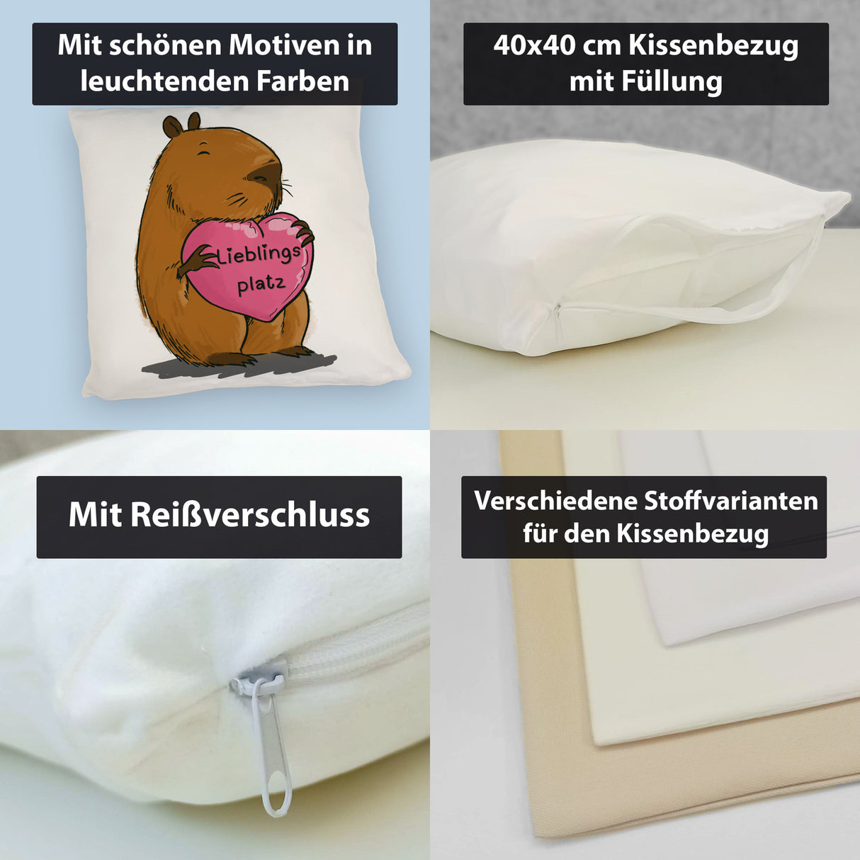 Lieblingsplatz Kissen mit einem Capybara für Freunde zum Geburtstag