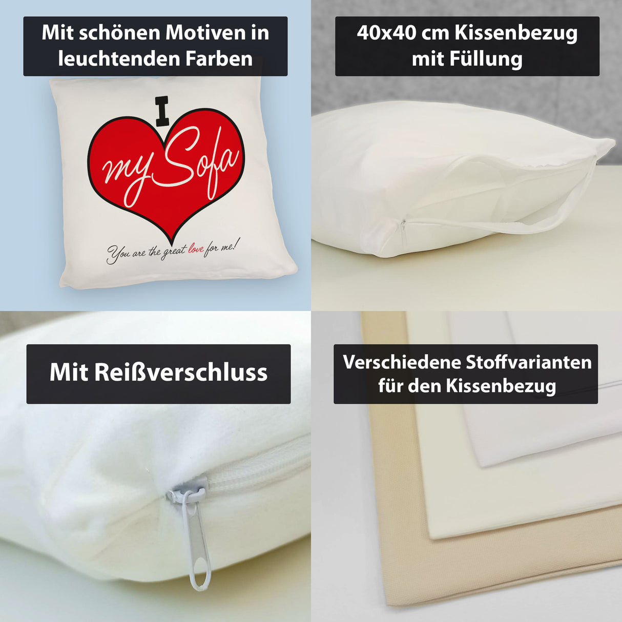 I love my Sofa Kissen zum Thema Faulenzer und Couchpotato