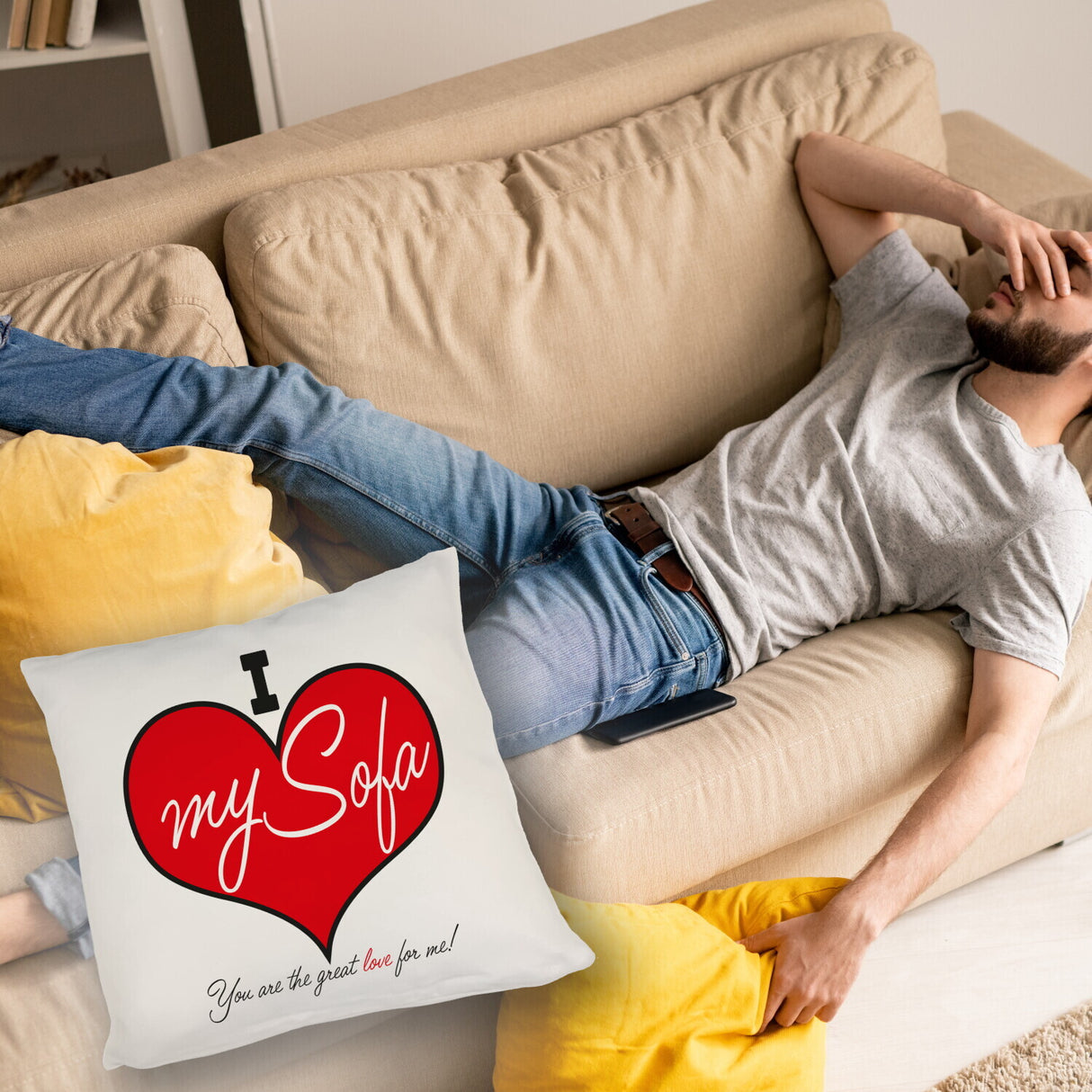 I love my Sofa Kissen zum Thema Faulenzer und Couchpotato