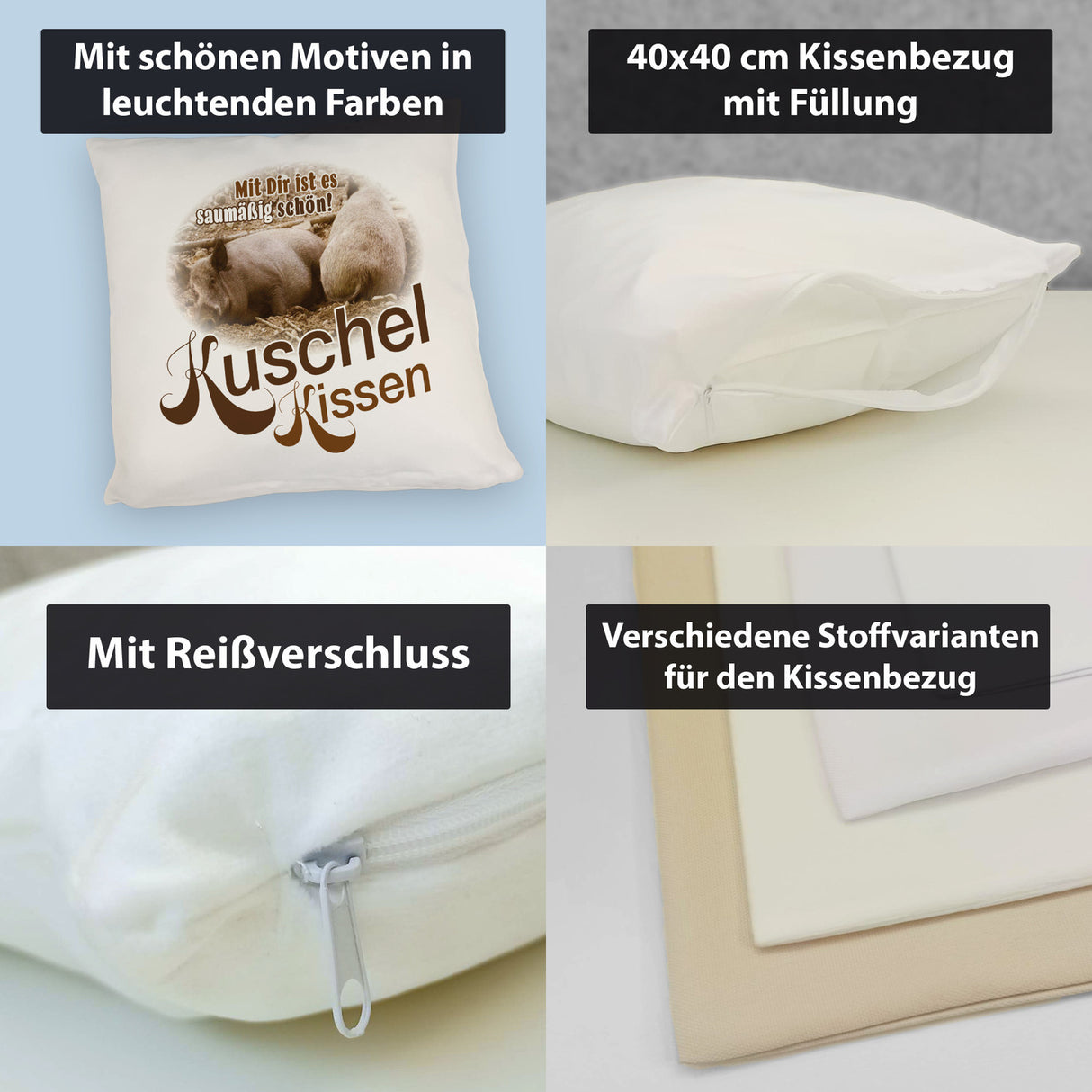Kuschel Kissen mit Spruch Mit Dir ist es saumäßig schön!