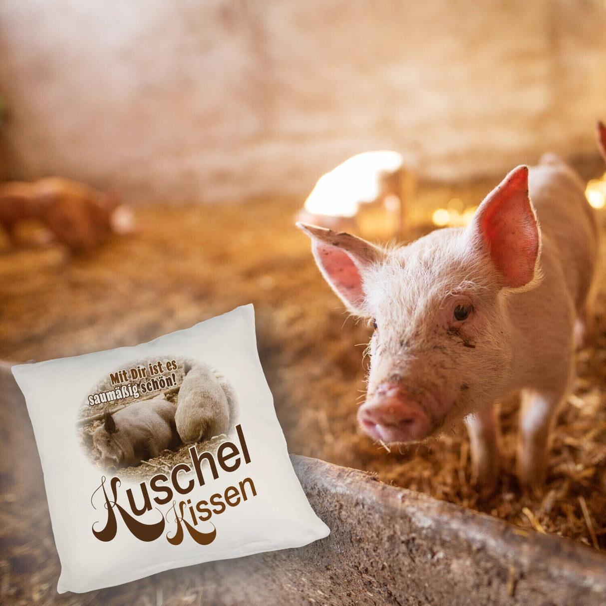 Kuschel Kissen mit Spruch Mit Dir ist es saumäßig schön!