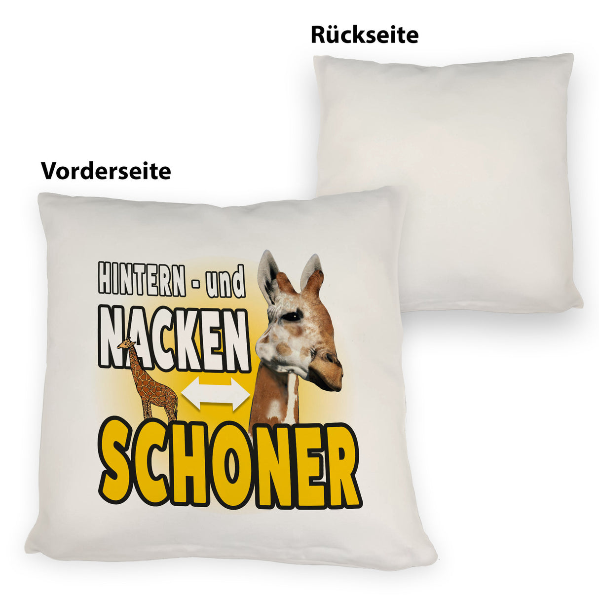 Giraffen Kissen mit Spruch Hintern- und Nackenschoner