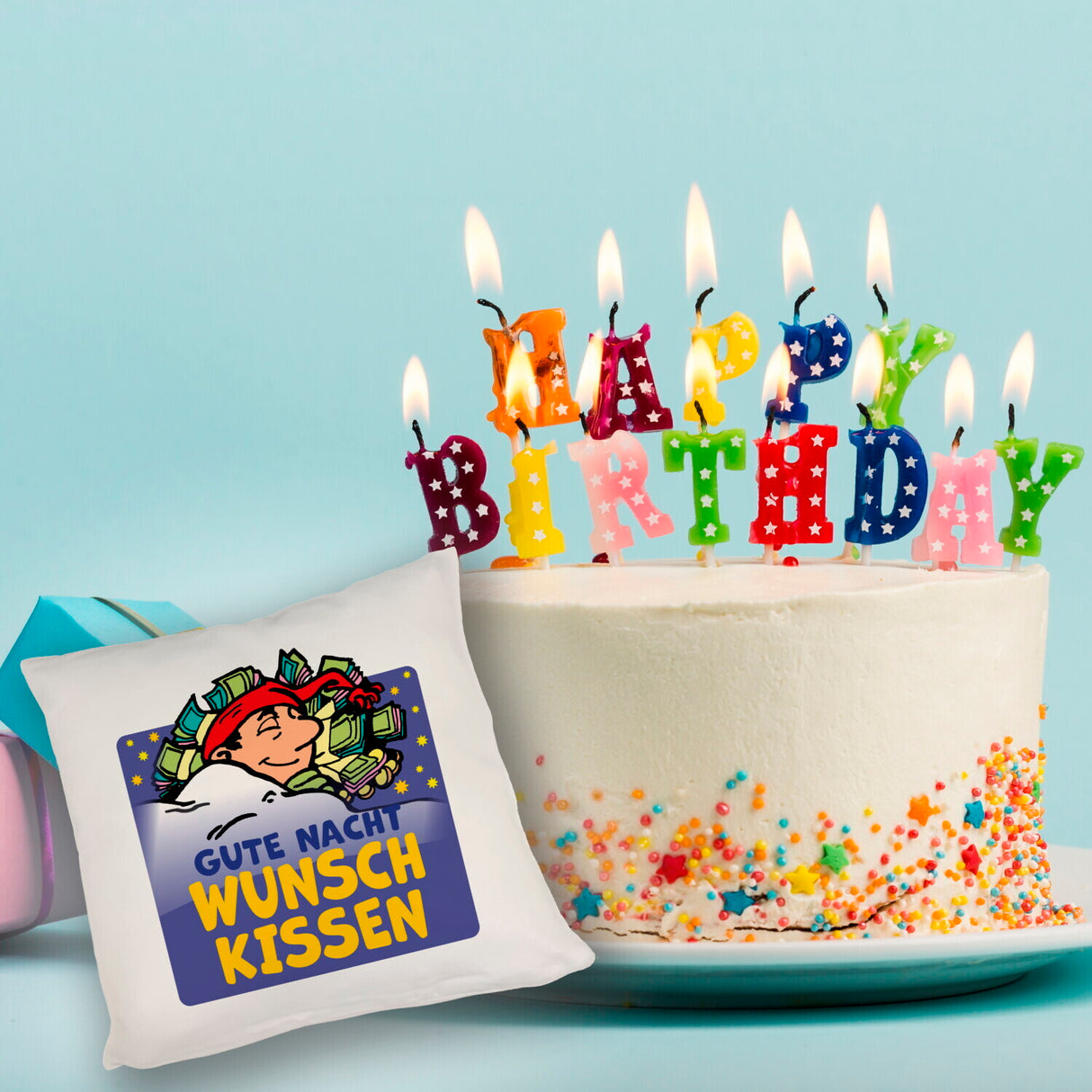 Wunsch Kissen mit Spruch Gute Nacht für traumhafte Erholung