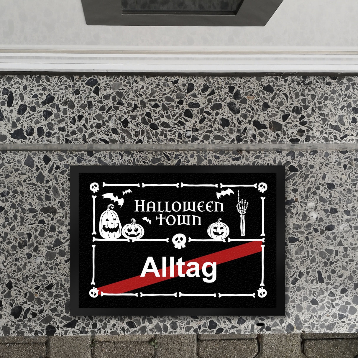 Halloween Town Fußmatte in 35x50 cm mit Straßenschild-Motiv