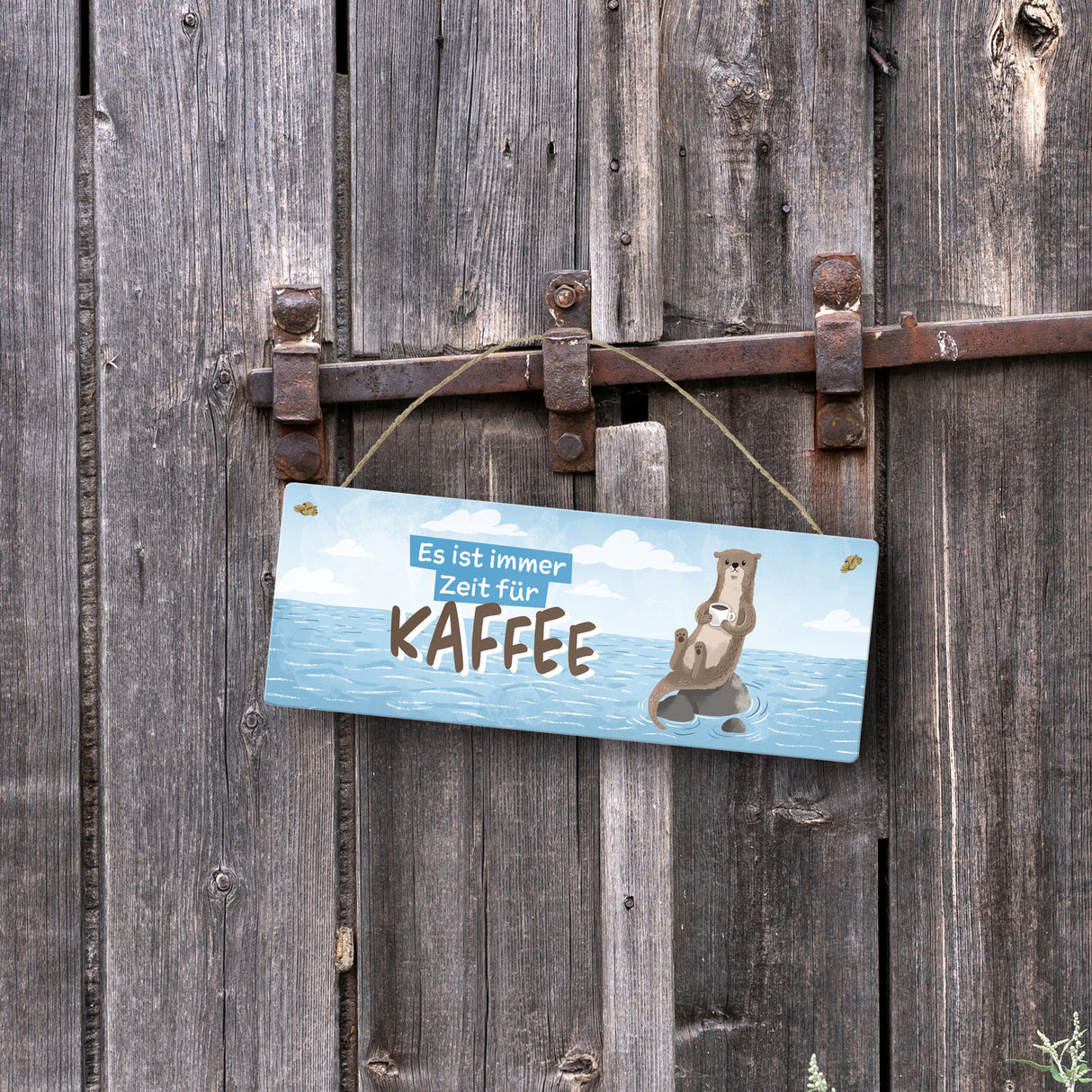 Otter Metallschild mit Spruch Es ist immer Zeit für Kaffee