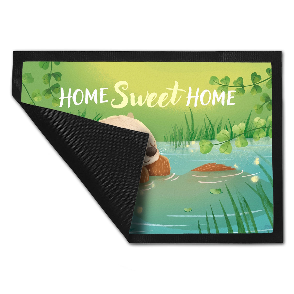 Schlafender Otter Fußmatte in 35x50 cm mit Spruch Home Sweet Home