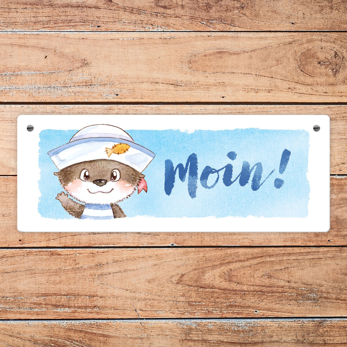 Ottfried der Otter Metallschild mit Spruch Moin!