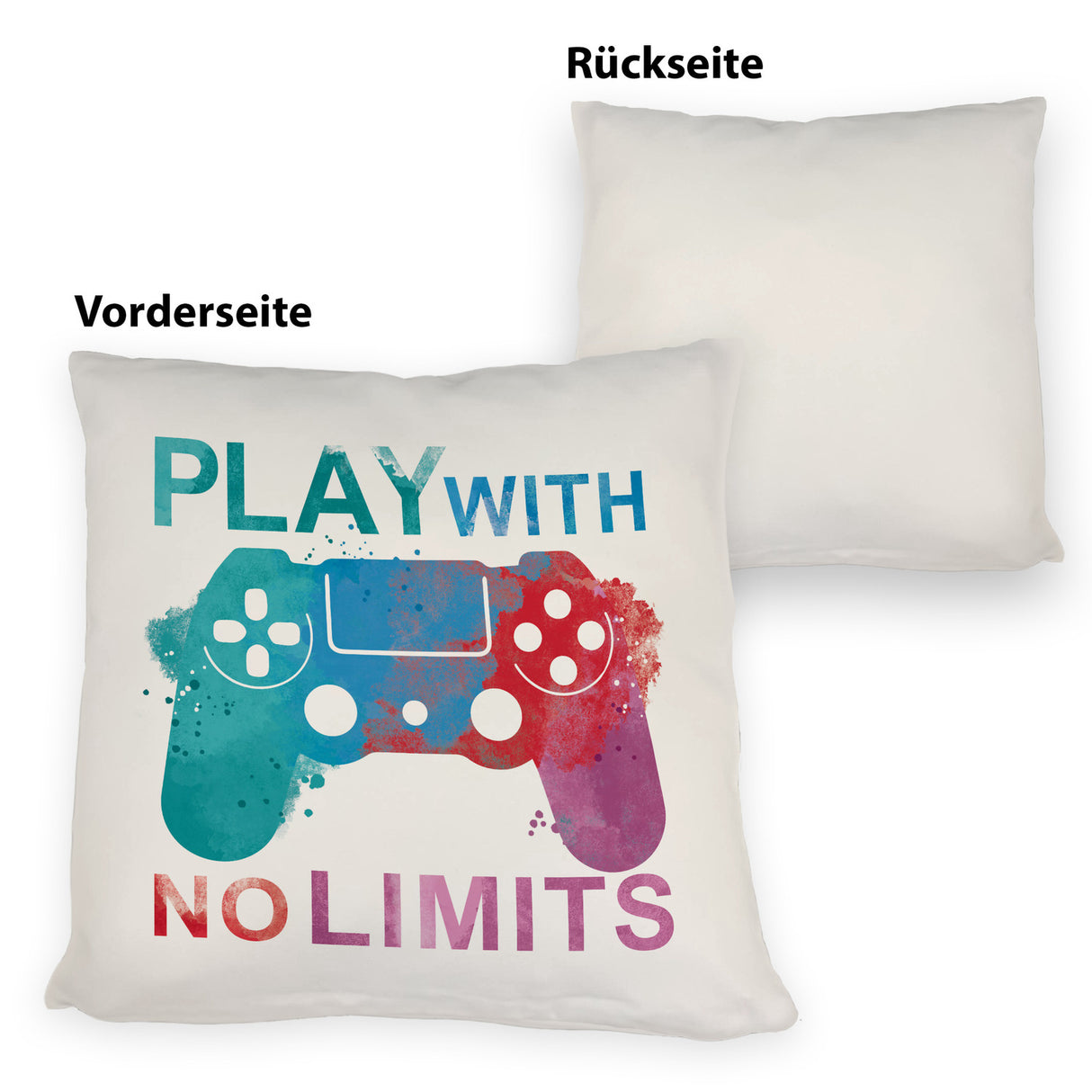 Game Controller Kissen mit Spruch Play with no limits