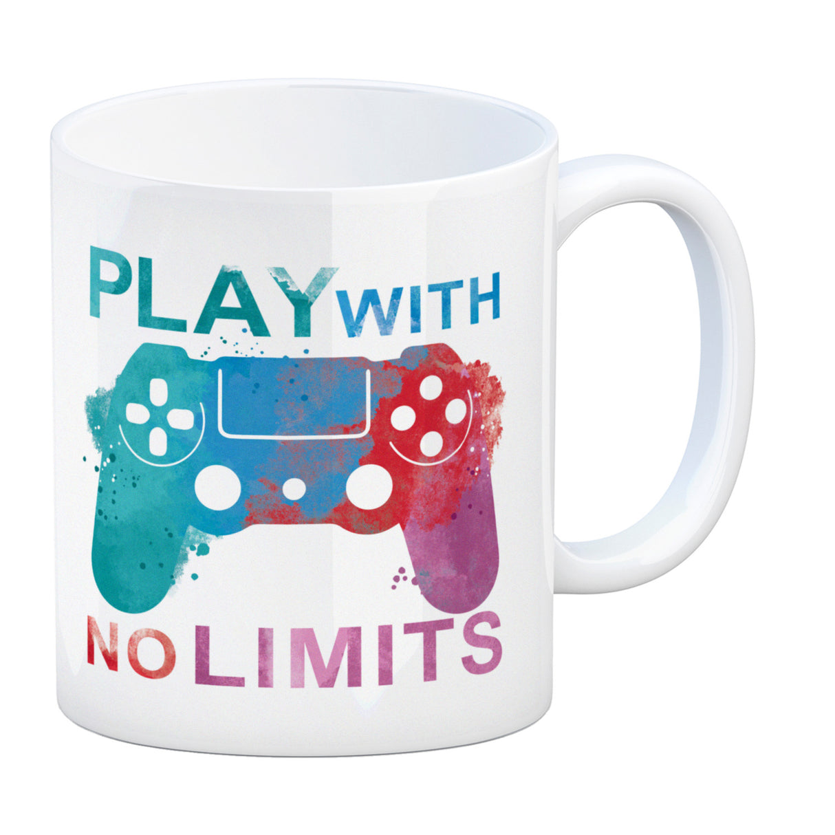 Game Controller Kaffeebecher mit Spruch Play with no limits