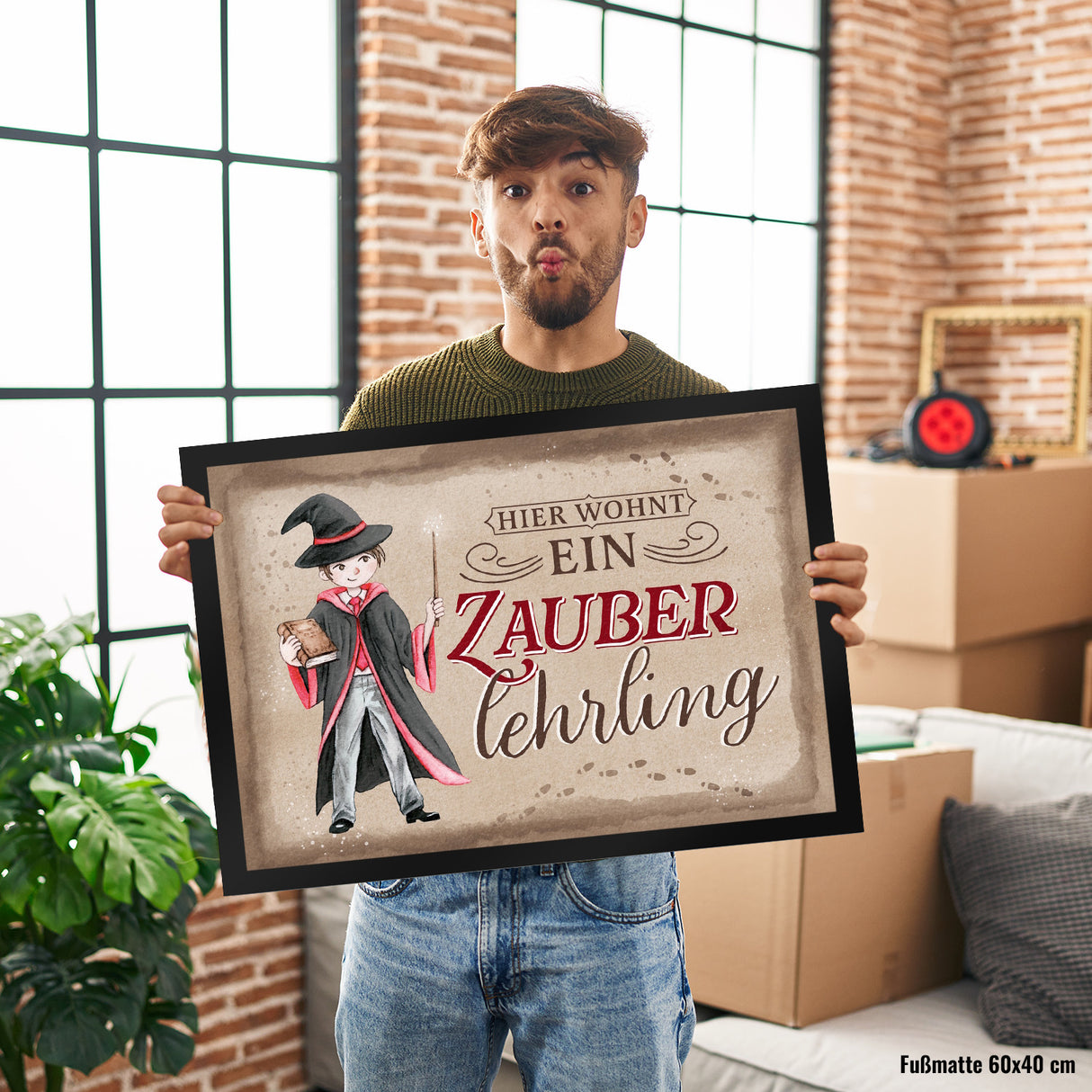 Zauberlehrling Fußmatte in 35x50 cm mit Zauberschüler