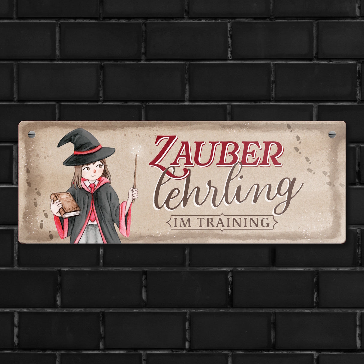 Zauberlehrling im Training Metallschild mit Zauberschülerin