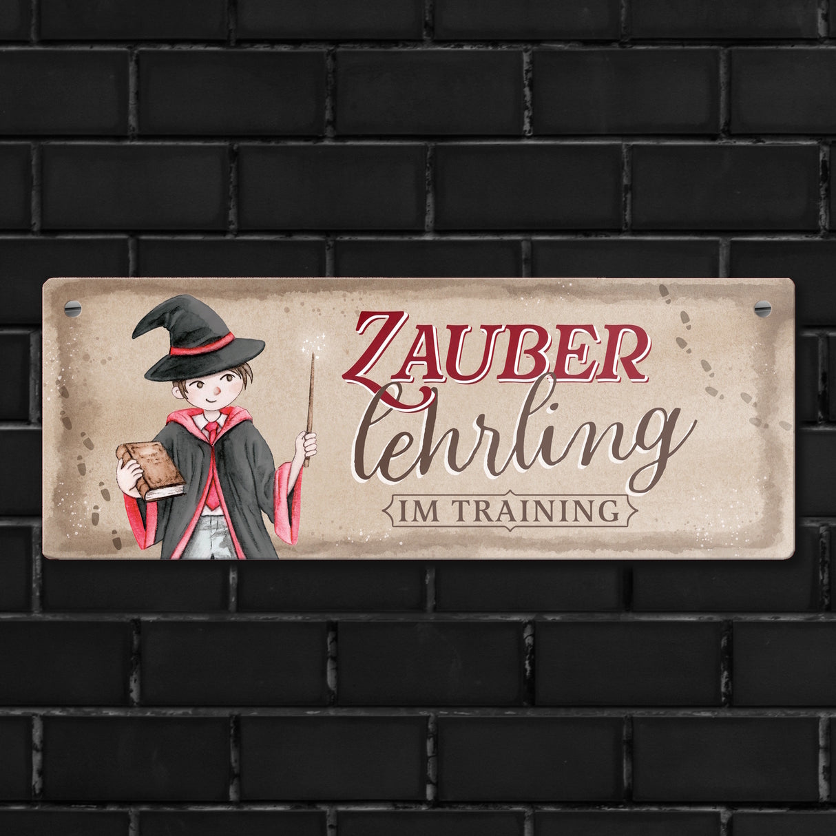 Zauberlehrling im Training Metallschild mit Zauberschüler