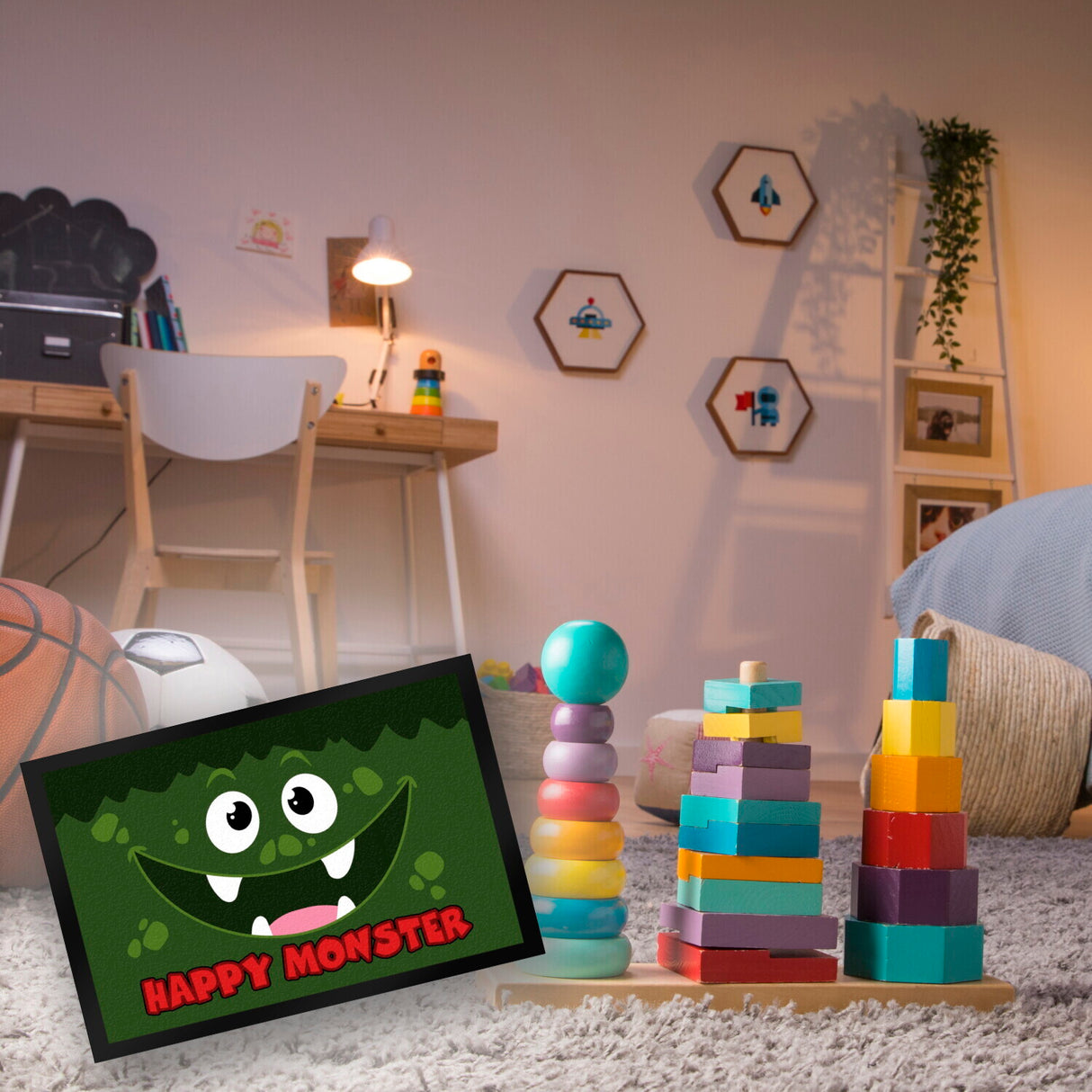 Happy Monster Fußmatte in 35x50 cm mit verrücktem Gesicht
