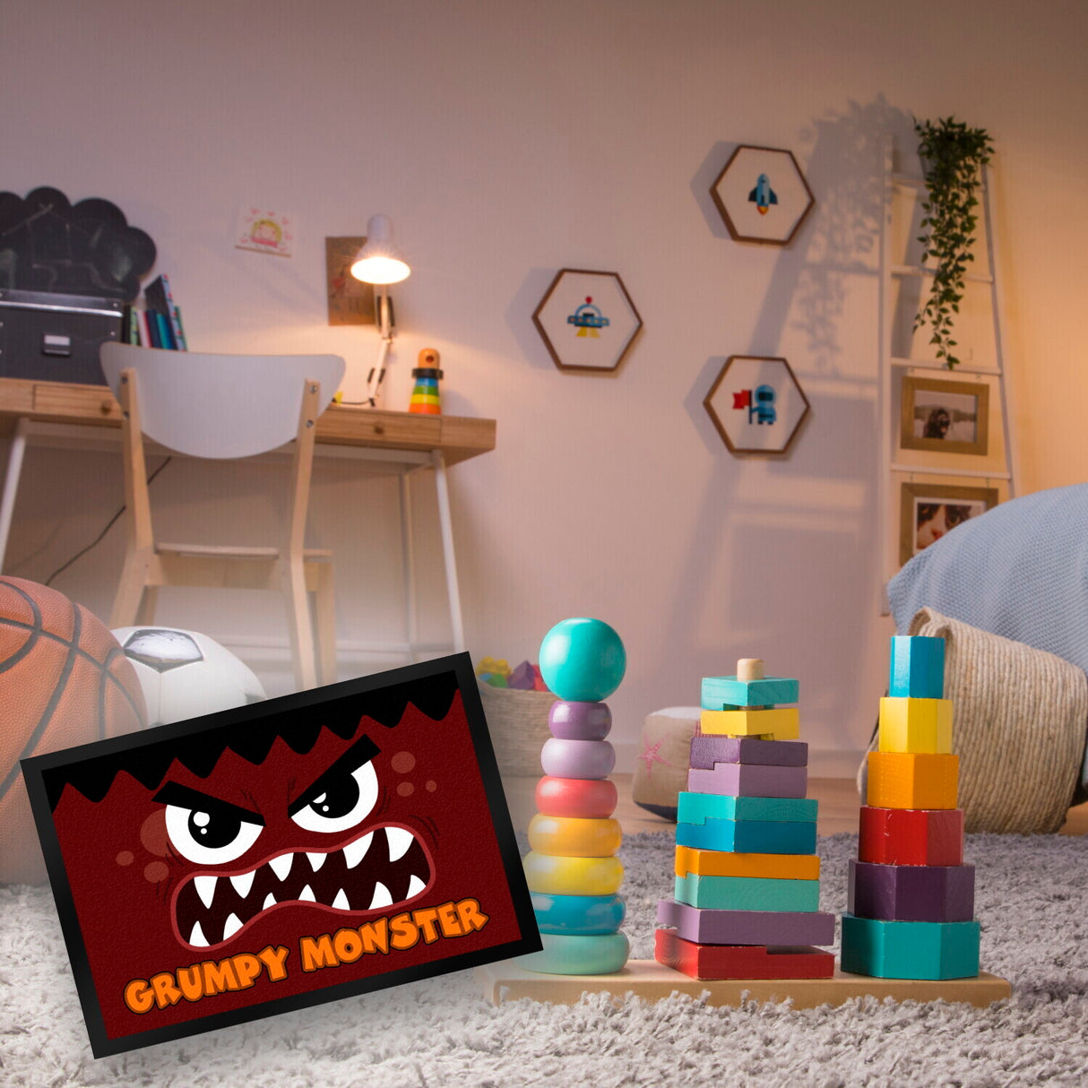 Grumpy Monster Fußmatte in 35x50 cm mit gruseligem Gesicht