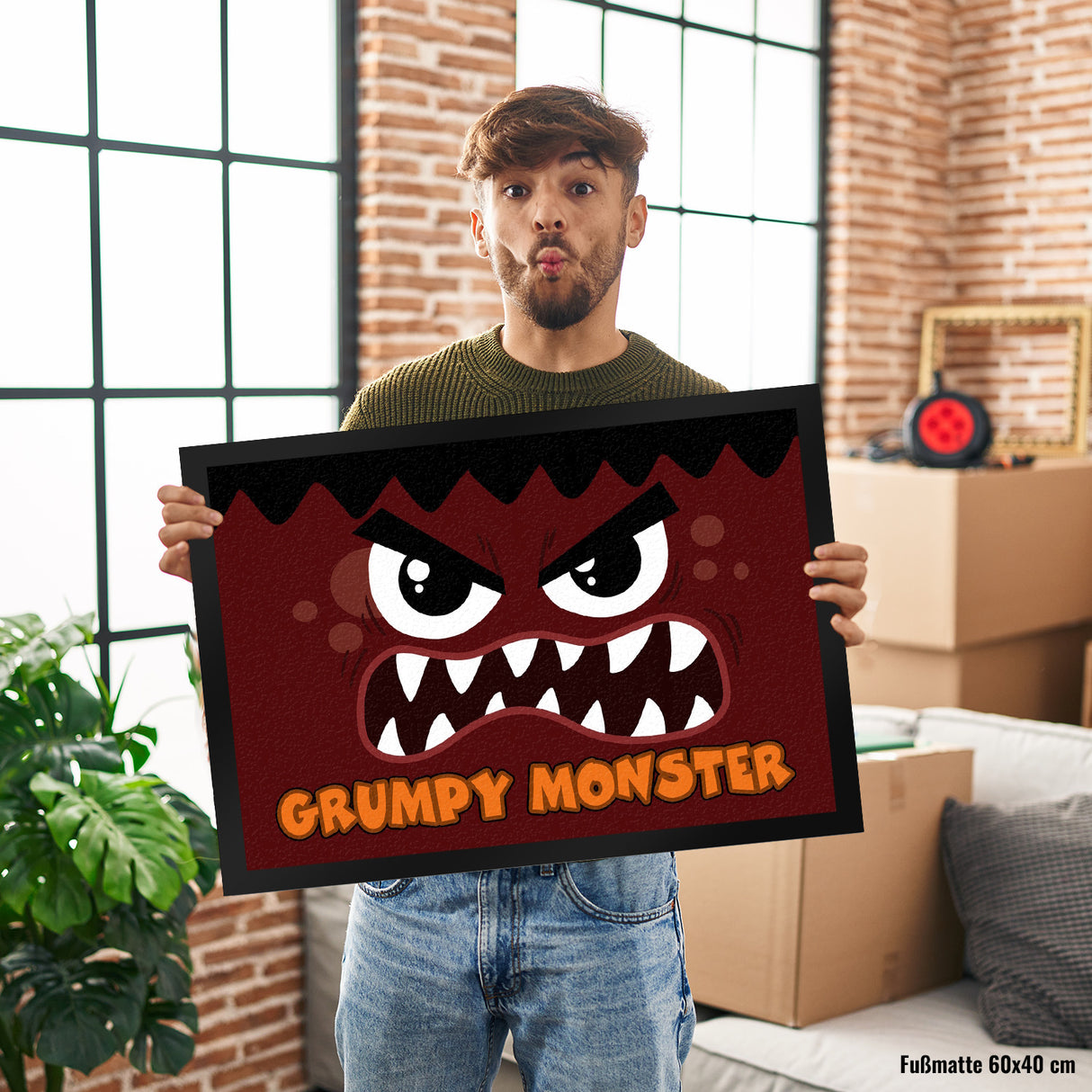 Grumpy Monster Fußmatte in 35x50 cm mit gruseligem Gesicht