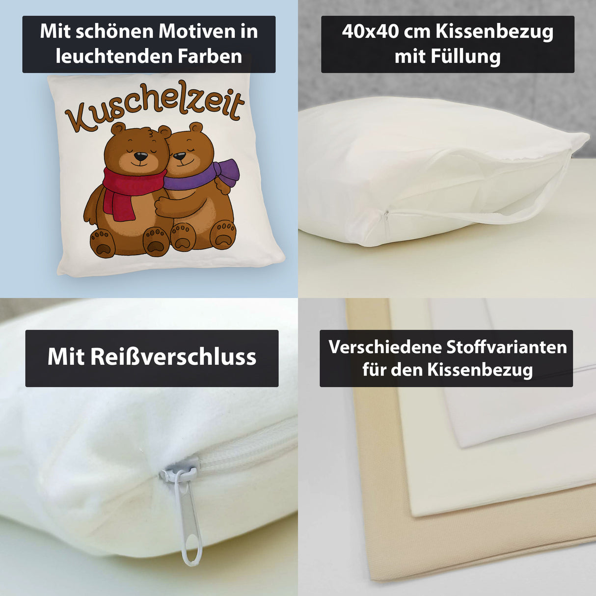 Kuschelzeit Kissen mit niedlichem Bärenpärchen