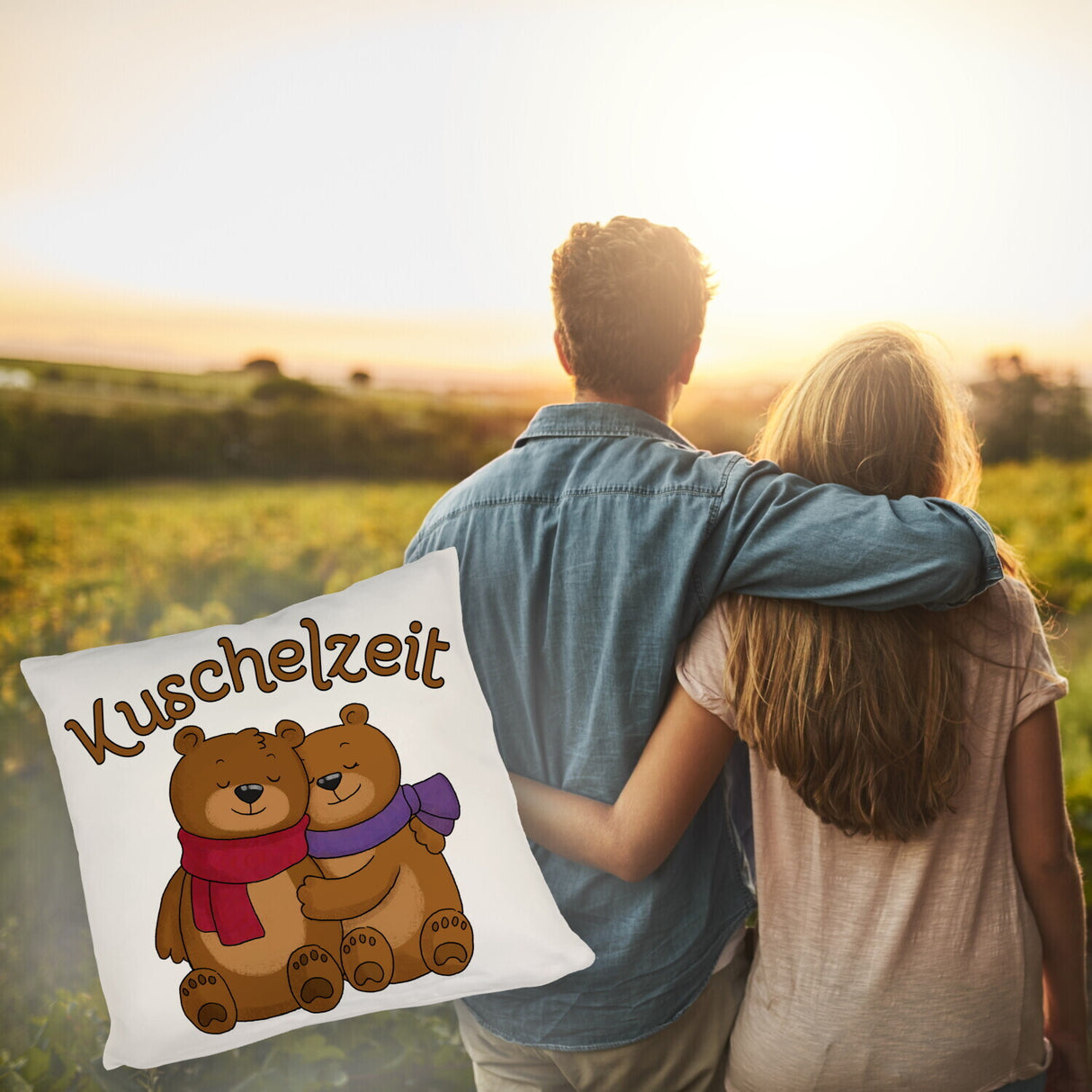 Kuschelzeit Kissen mit niedlichem Bärenpärchen