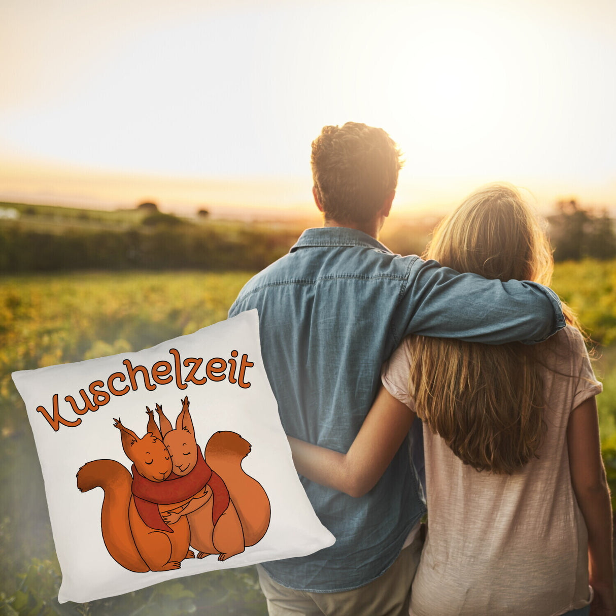 Kuschelzeit Kissen mit niedlichem Eichhörnchenpärchen