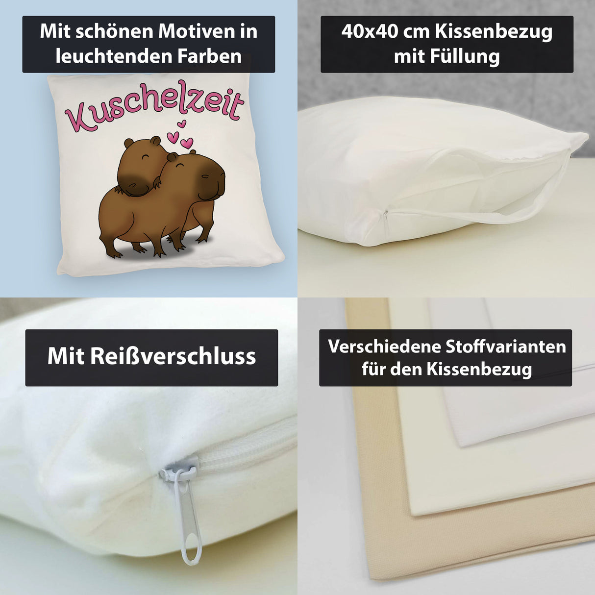 Kuschelzeit Kissen mit niedlichem Capybarapärchen