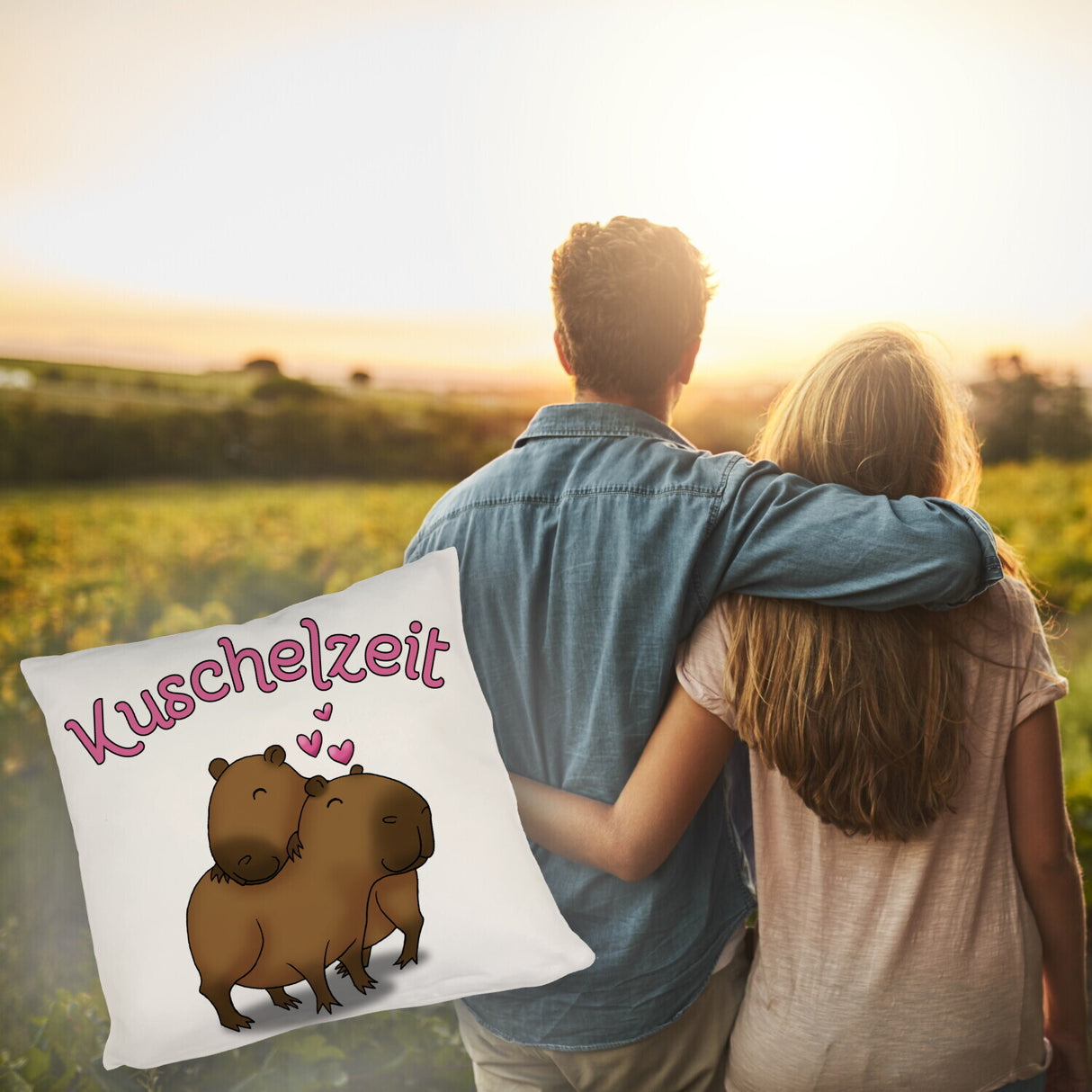Kuschelzeit Kissen mit niedlichem Capybarapärchen