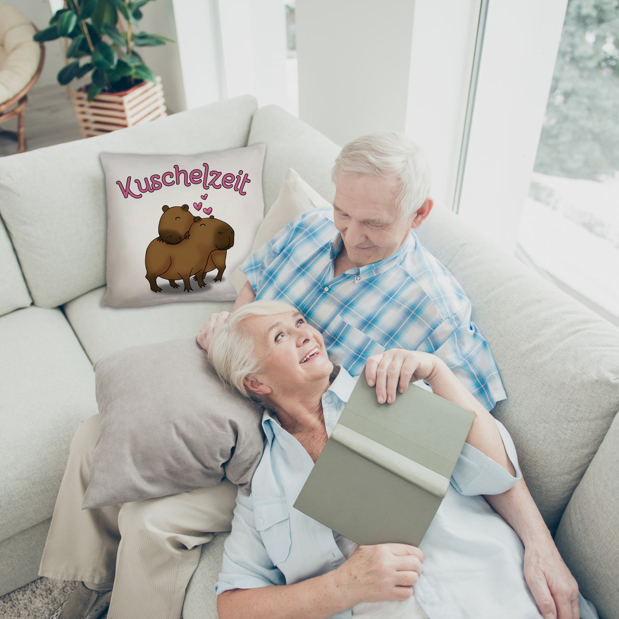 Kuschelzeit Kissen mit niedlichem Capybarapärchen