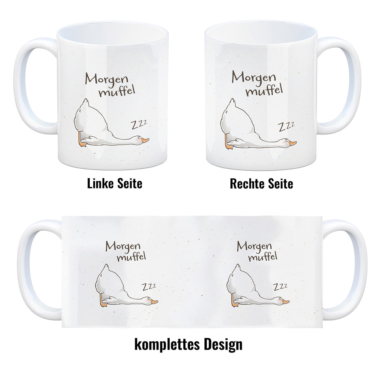 Gilbert die Gans Kaffeebecher mit Spruch Morgenmuffel