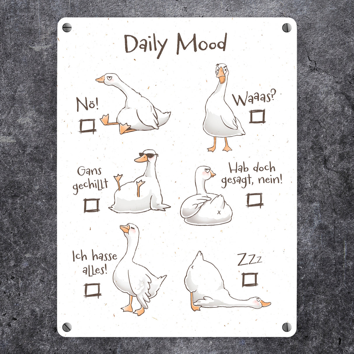 Gilbert die Gans Metallschild in 15x20 cm mit Spruch Daily Mood