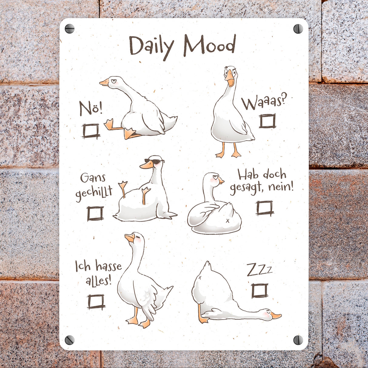 Gilbert die Gans Metallschild in 15x20 cm mit Spruch Daily Mood
