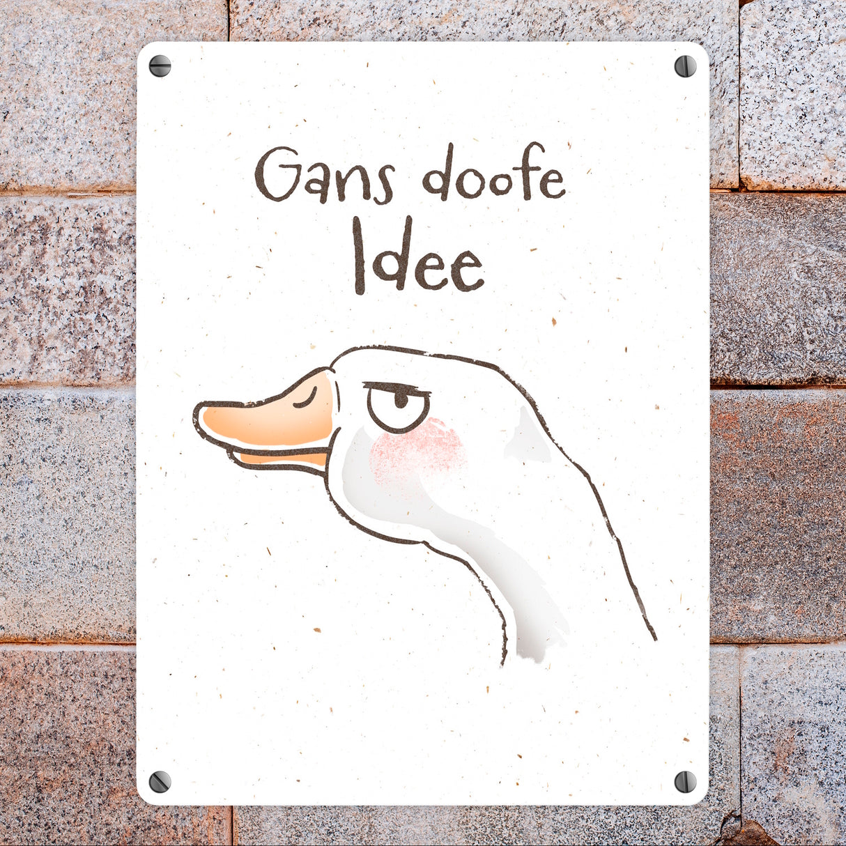 Gilbert die Gans Metallschild in 15x20 cm mit Spruch Gans doofe Idee