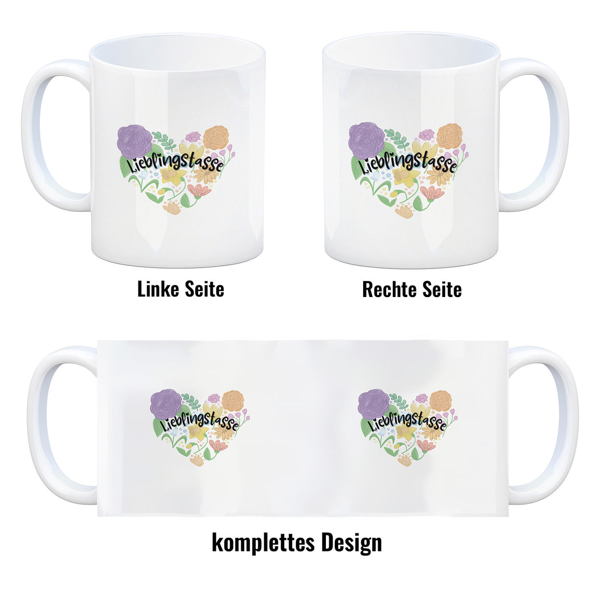 Lieblingstasse Kaffeebecher mit Blumen in Herzform
