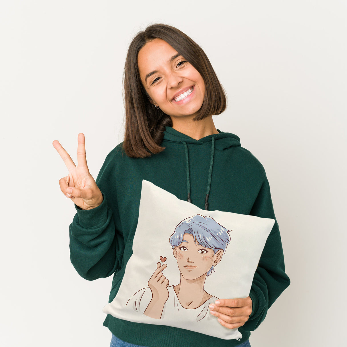 K-Pop Kissen mit Manga Charakter in Farbe