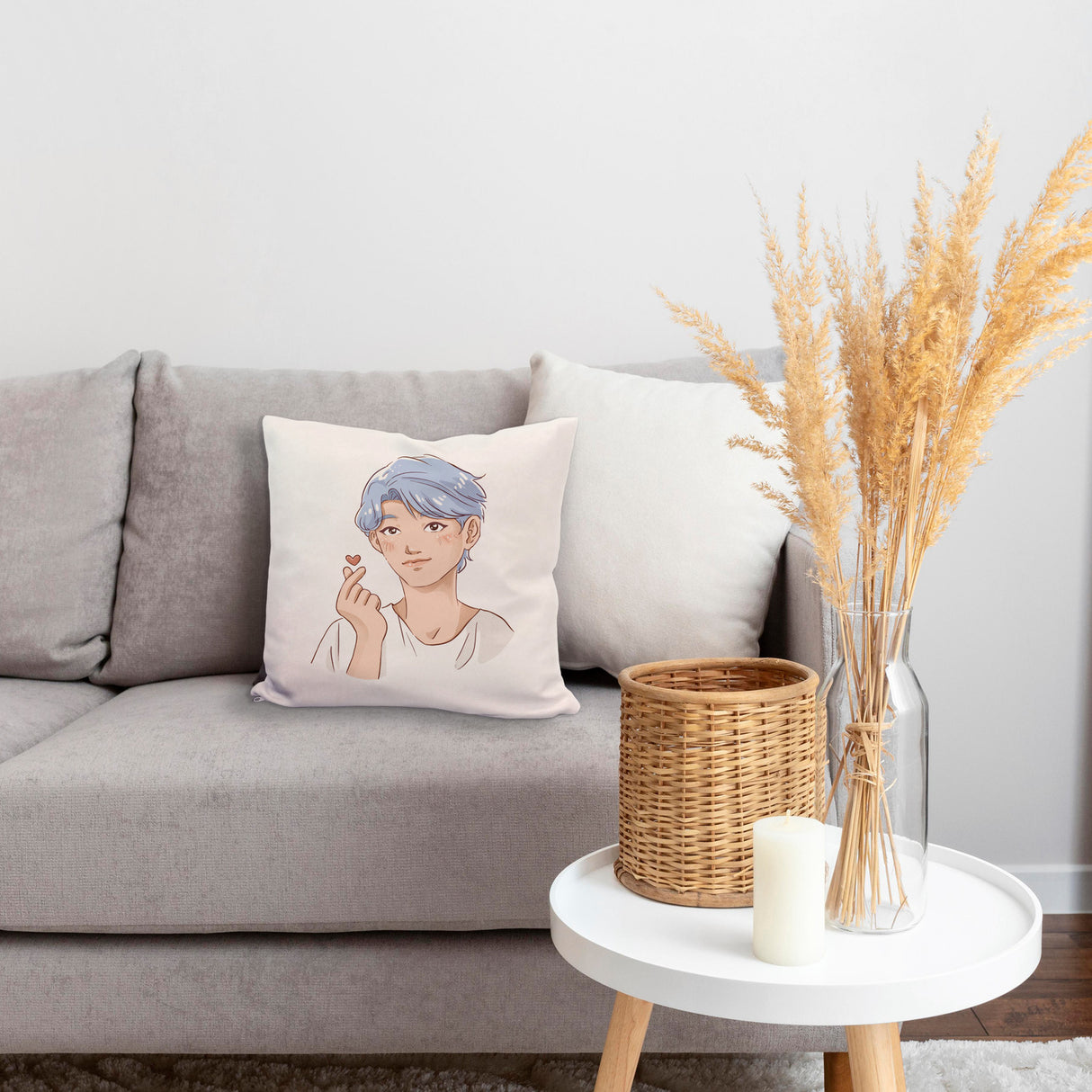 K-Pop Kissen mit Manga Charakter in Farbe